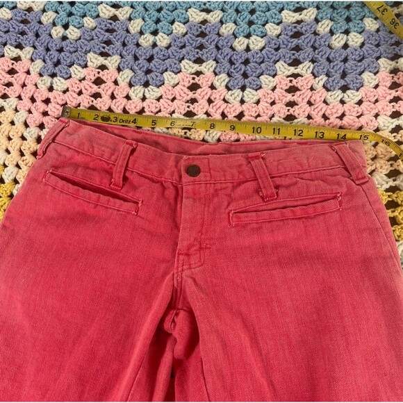 Vintage 70s Pink Hip Huggers Ultra Low Rise Bell Bottom Jeans Pants Small 30x31 - Picture 15 of 16